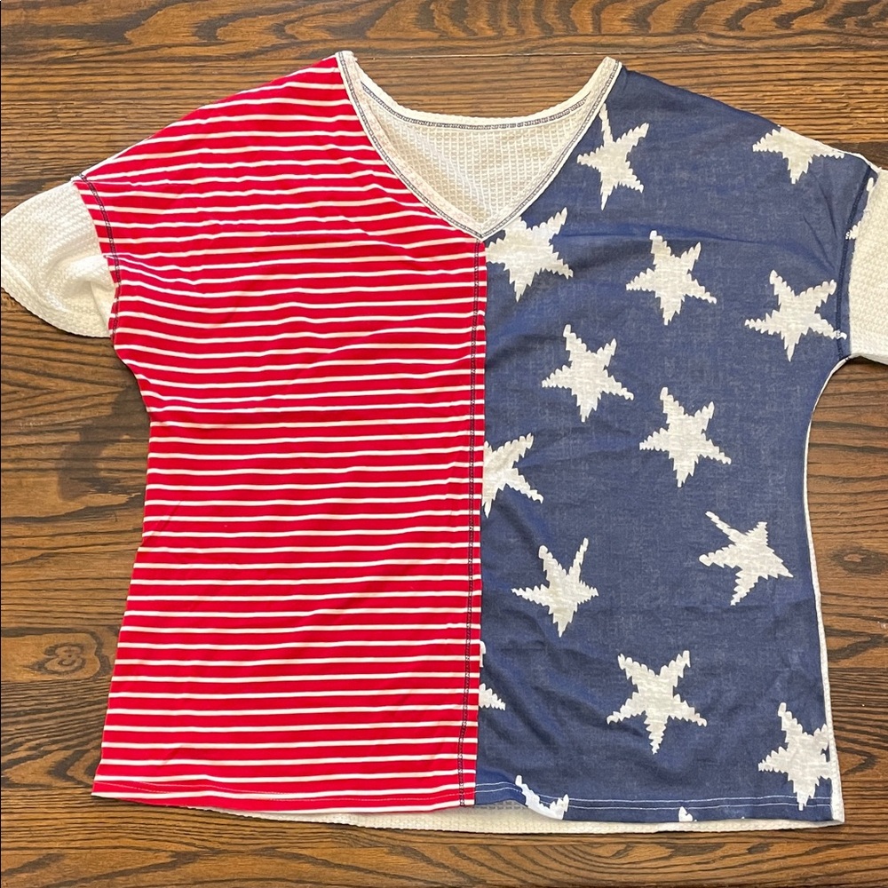 Red and Blue Star Striped Shirt